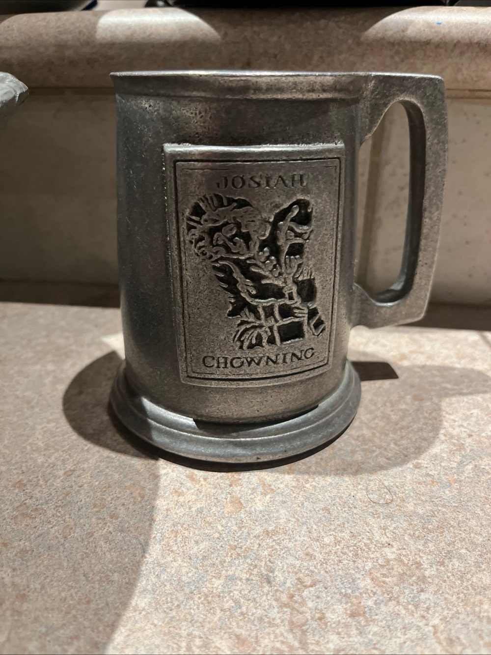 Josiah Chowning Embossed Pewter-Style Tankard Mug - Gray